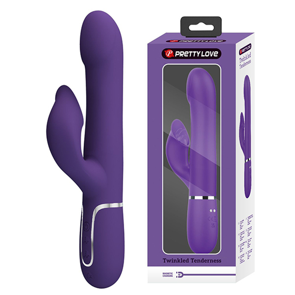 Фиолетовый вибратор-кролик с вращением бусин 22,7см Pretty Love Falin BW-500012-2
