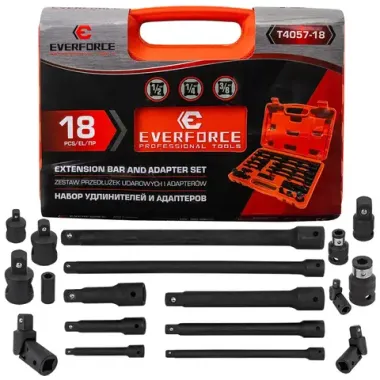 Набор удлинителей и адаптеров 18пр. 1/4''3/8''1/2'' EVERFORCE EF-T4057-18