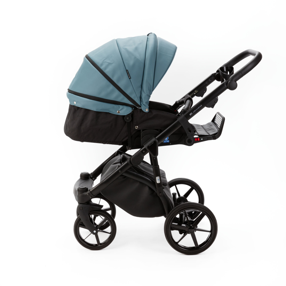Детская универсальная коляска Adamex NOLA Deluxe 2 в 1 N-SA63 (Серый с голубым экокожа)
