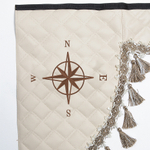 Ламбрекен с косынками универсальные стеганые Роза Ветров (экокожа, бежевый, бежевые кисточки)