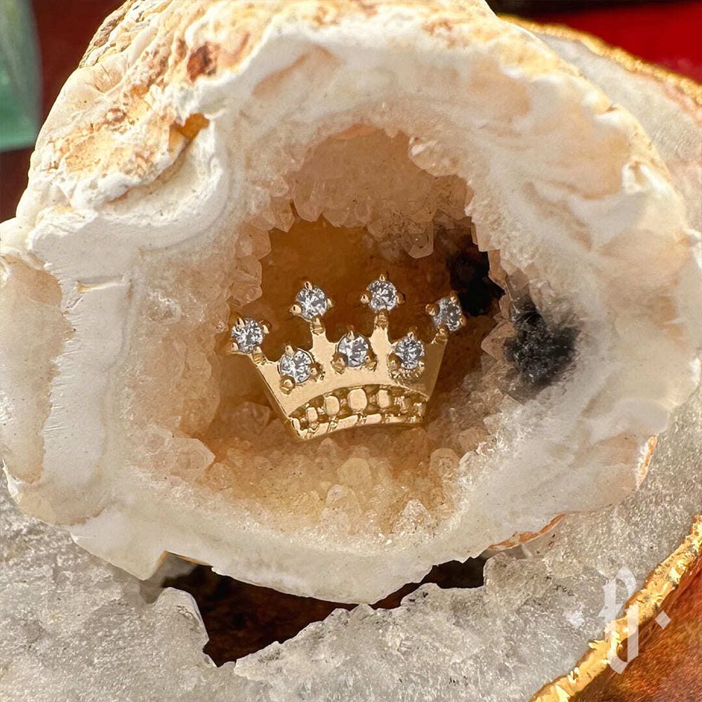 Накрутка "Crown" - Желтое золото - White CZ Накрутка "Crown" - Желтое золото - White CZ