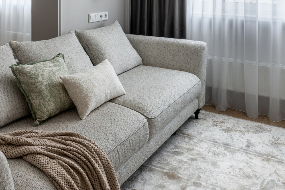 Диван Garda Decor Сорренто (Sorrento)(K) 230M трехм.раск c кантом,рогожка св.беж Santo1902-SECRU+Nev83 230*101*86