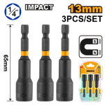 Набор магнитных торцевых головок INGCO AMN1331 1/4" 13х65 мм 3 шт.