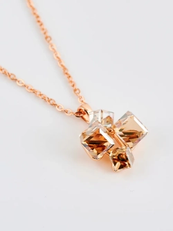 Подвеска-ромб Мираж с кубиками Swarovski шампань