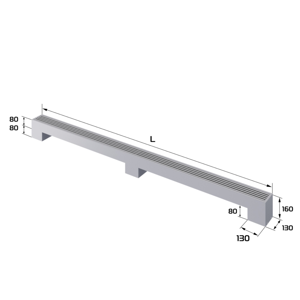 Конвектор напольный Royal Thermo STEP-80/130/2600-1-N-SS-LG-NA