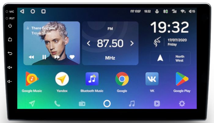 1DIN магнитола без рамки - Teyes CC2 PLUS монитор 9" QLED, Android 10, Быстрая, SIM-слот
