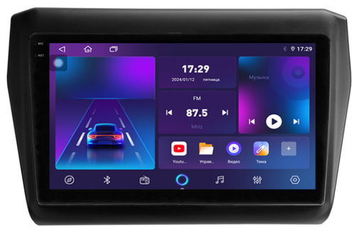 Магнитола для Suzuki Swift 5 2016-2023 (рамка матовая 9) - Parafar PF502T3RN2K на Android 13, Быстрая, QLED+2K, CarPlay, 4G SIM-слот