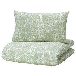 Комплект постельного белья IKEA TROLLDOM (ТРОЛЛДОМ), Детский, Зеленый с рисунком, 110x125, 35x55 см