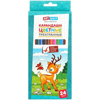 Карандаши 24 цв. "Лесные жители" трехгран, заточен. (Спейс)