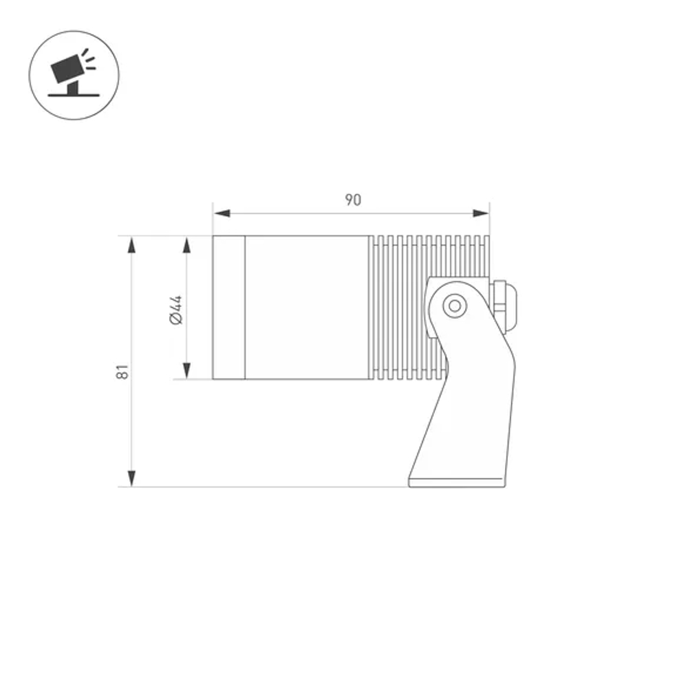 Светильник ALT-RAY-R44-8W Warm2700 (DG, 33 deg, 230V) (Arlight, IP67 Металл, 3 года) 051801