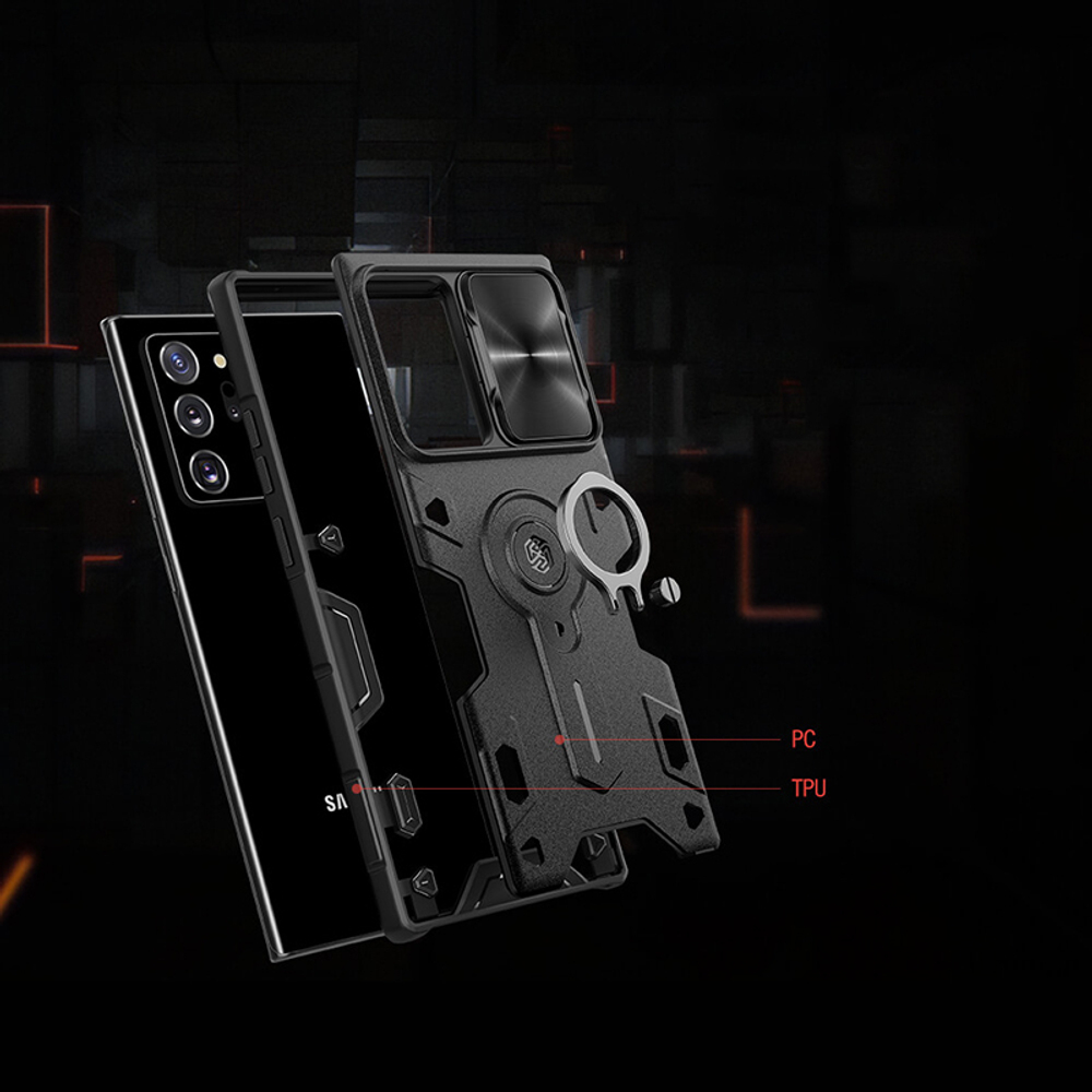 Противоударный чехол с кольцом и защитой камеры Nillkin CamShield Armor Case для Samsung Galaxy Note 20 Ultra