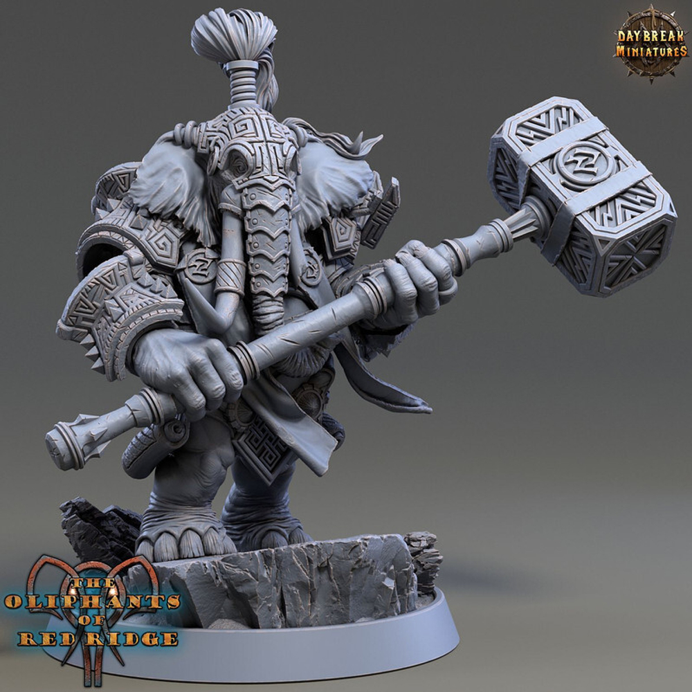 Локсодон Слон Воин Паладин Варвар Файтер Рыцарь миниатюра для dnd, днд, pathfinder, фентези, Настольная игра, НРИ, Варгейм, РПГ