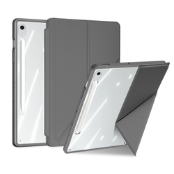 Чехол книжка серого цвета от Dux Ducis для Samsung Galaxy Tab S10 FE+, серия Magi Series Case, с держателем Pencil и функцией автоматического перехода в спящий режим