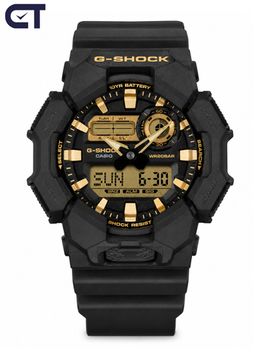 CASIO GA-010GB-1A9DR G-SHOCK мужские наручные часы — чёрно-золотая ударопрочная модель с 10-летней батареей
