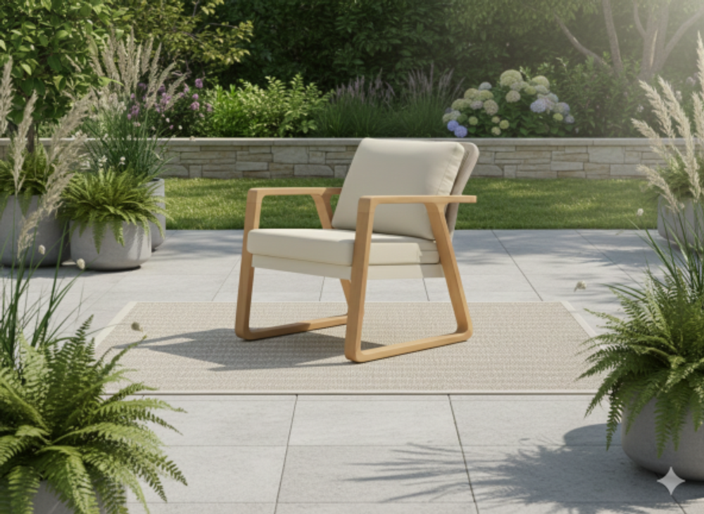 Комплект EYLUL Seating Set. Диван + 2 Кресла + Стол. Алюминий, ироко. Поставка 45 дней.