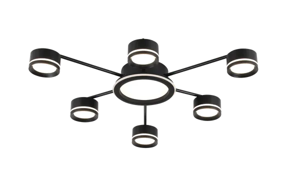 Люстра потолочная Rilon 9502/3+3+1 BLACK, 6×15 Вт, чёрная