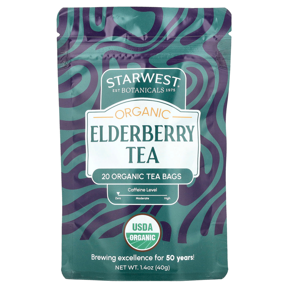Starwest Botanicals, Органический чай с бузиной, 20 чайных пакетиков, 40 г (1,4 унции)