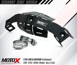 Exhaust Heat Shield MANIFOLD GUARD MOTO-X for Megabomb pipes Honda CRF250-300l-M-Rally, KLX230 Kawasaki.