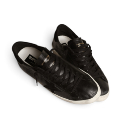 Men's Super-Star in black nappa with black suede star and heel tab
