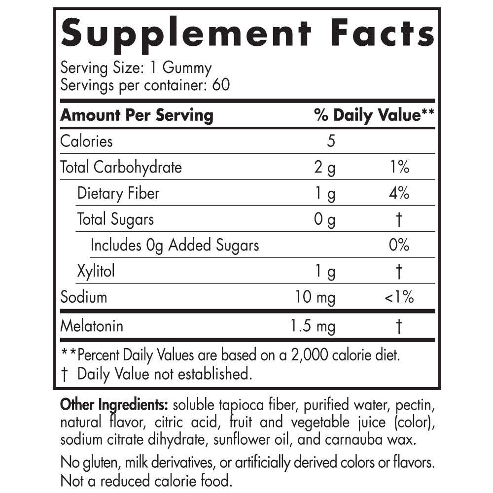 Zero Sugar Melatonin 1.5 mg 60 жевательных пастилок Nordic Naturals