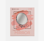 Зеркало настольное, с увеличением х2, настенное, двустороннее, 13.5×15 см, (d=11.5 см), металлическое