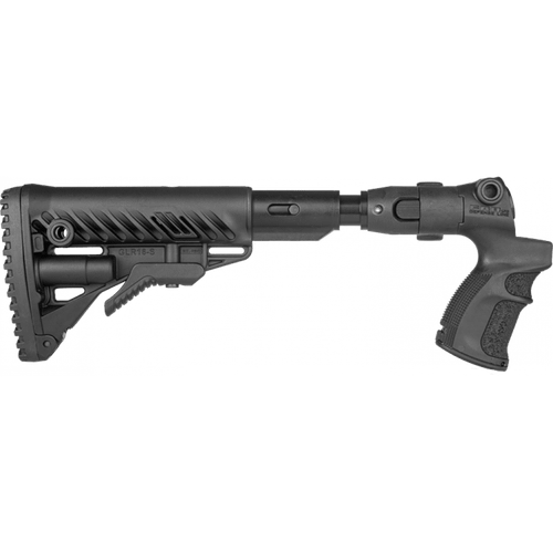 Телескопический складной приклад с амортизатором AGMF 500 FK SB на Mossberg 500/590, Maverick 88, черный, FAB-Defense