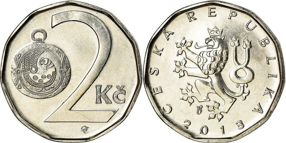 Чехия 2 кроны, 1993-2024 Лев XF