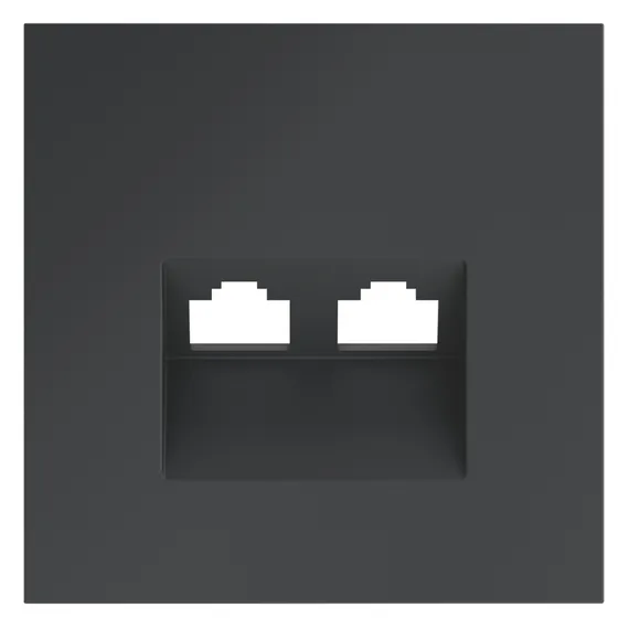 Накладка для розетки компьютерной двойной RJ45+RJ45 Voltum S70 Графит VLS001407