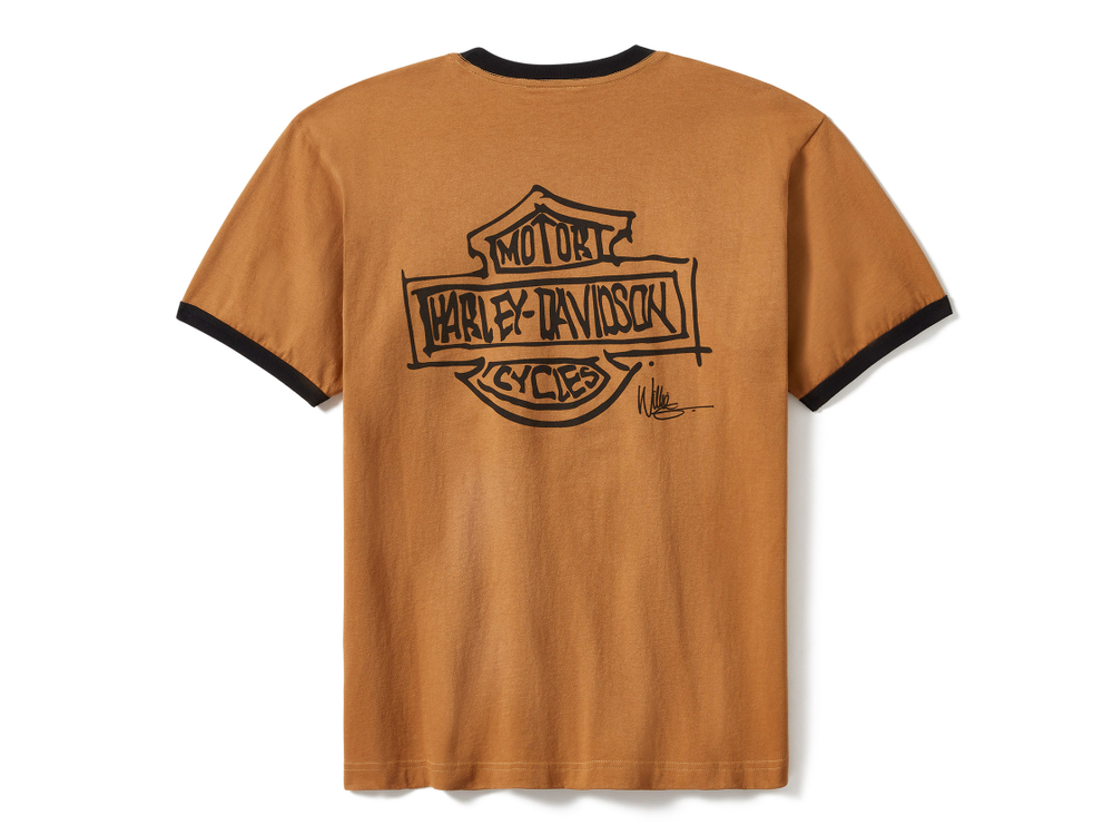 Футболка Willie G Sketch Art Ringer Tee - Dark Chocolate Harley-Davidson