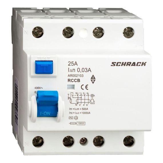 УЗО Schrack Technik 4P 25A 30mA тип AC 10kA Amparo AR002103-- (ВДТ)
