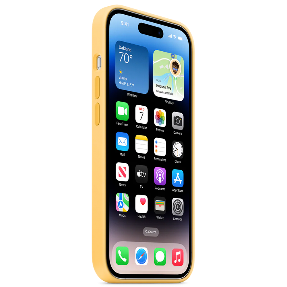 Силиконовый чехол с поддержкой MagSafe Apple Silicone Case для iPhone 14 Pro, Sunglow (Бледно-желтый)
