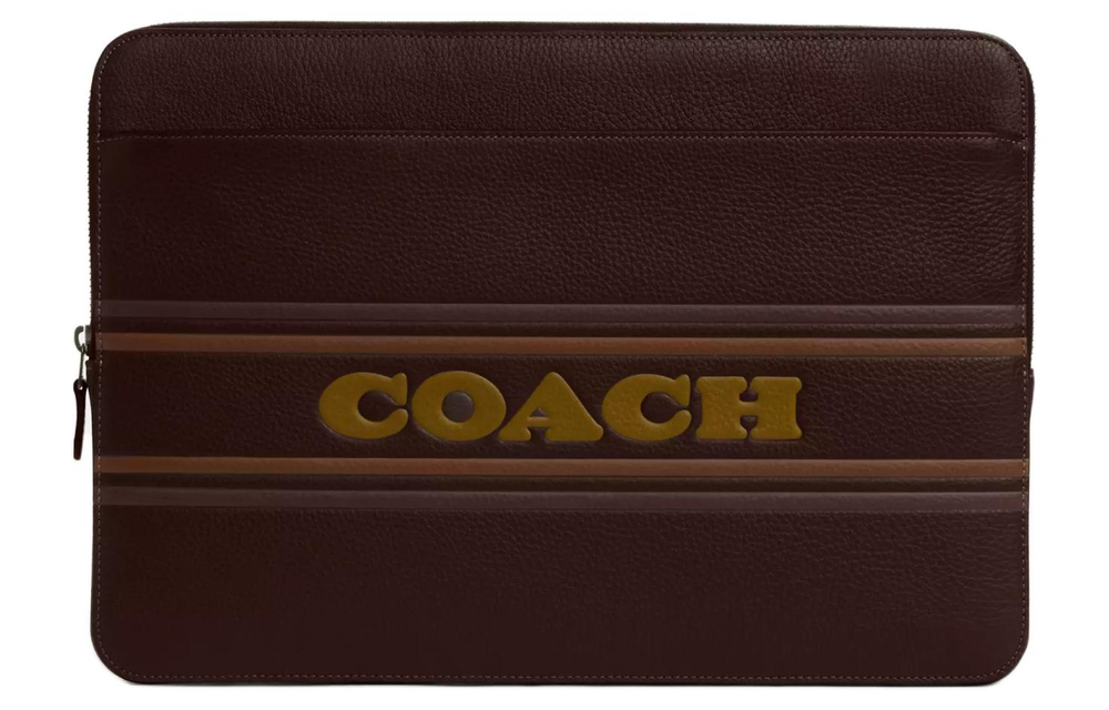 COACH Leather Laptop Bag Large Men"s Bronze With Mahogany