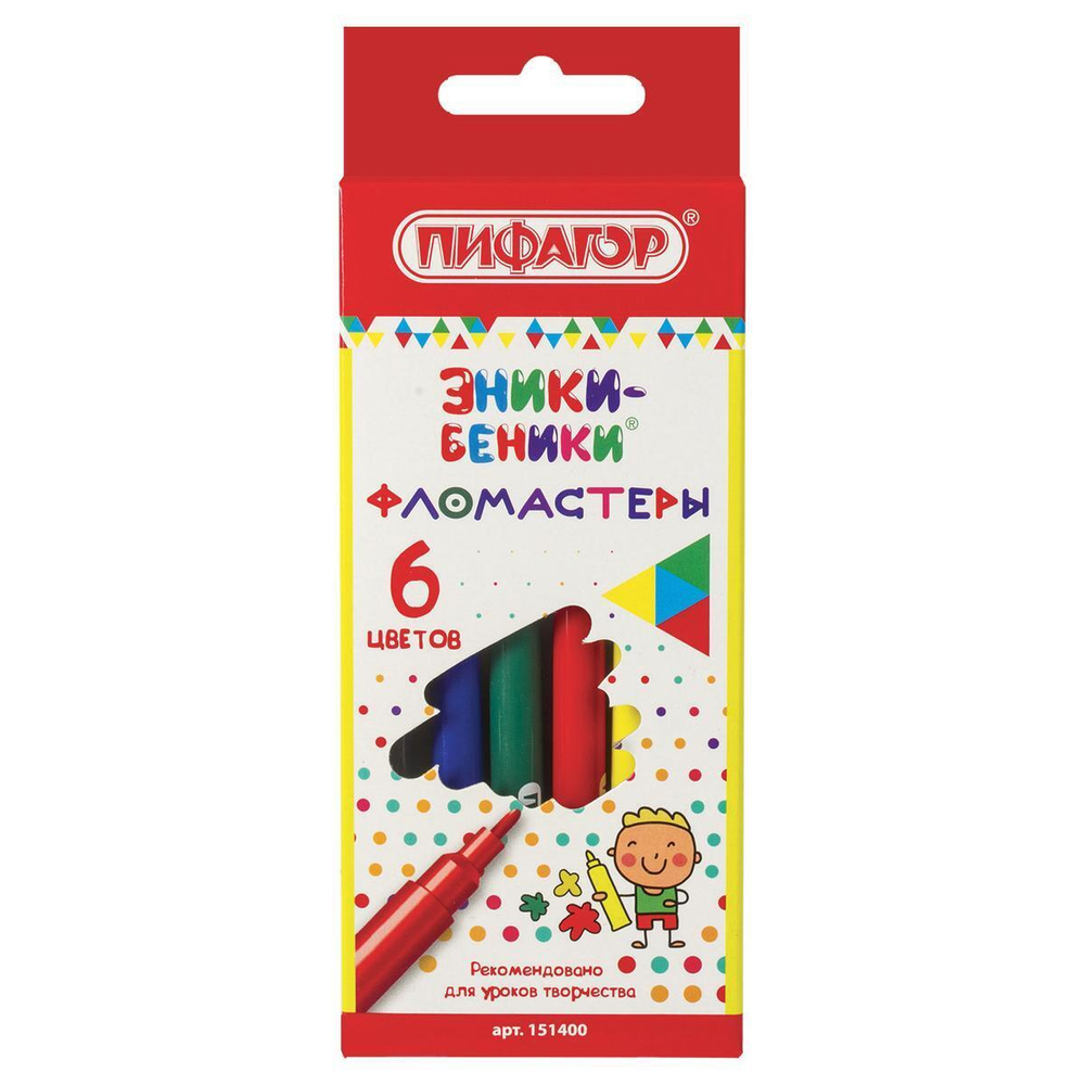 Фломастеры 6цв. "Эники-Беники", вент. колпачок (Пифагор)