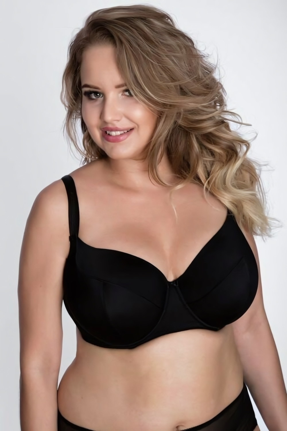 Однотонный бюстгальтер plus size на косточках с чашками из микрофибры (Размер: 85H) (Цвет: телесный)