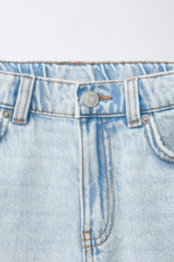 ZARA ДЖИНСОВЫЕ ШОРТЫ С РАЗРЕЗАМИ И ГРАФФИТИ, СИНИЙ