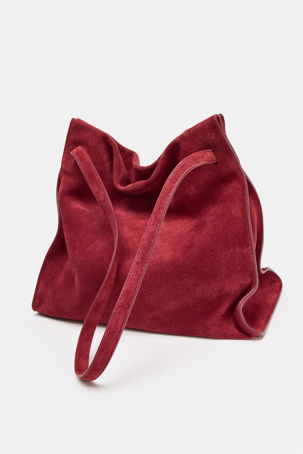 ZARA СРЕДНЯЯ ЗАМШЕВАЯ СУМКА, ЧЕРЕПИЧНО-КОРИЧНЕВЫЙ