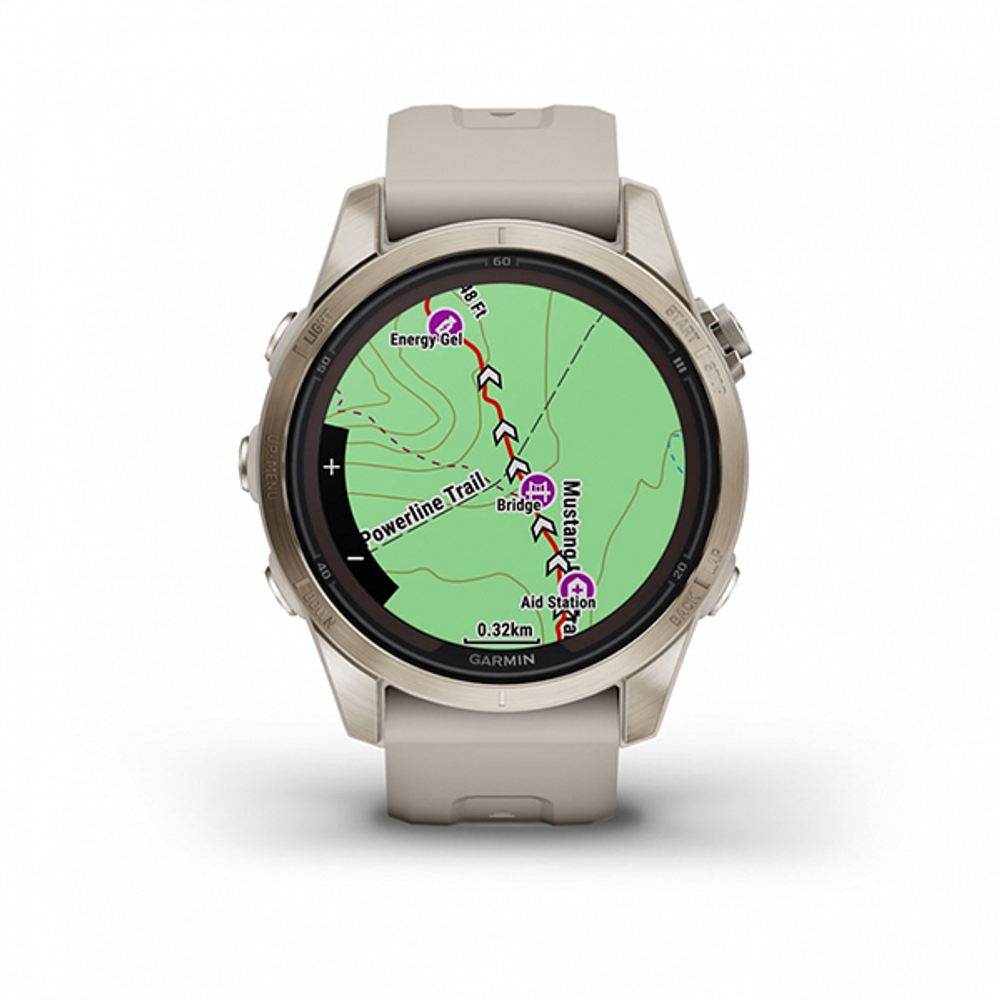 Умные часы Garmin FENIX 7S PRO Sapphire Solar 42 мм золотистый корпус со светло-песочным ремешком