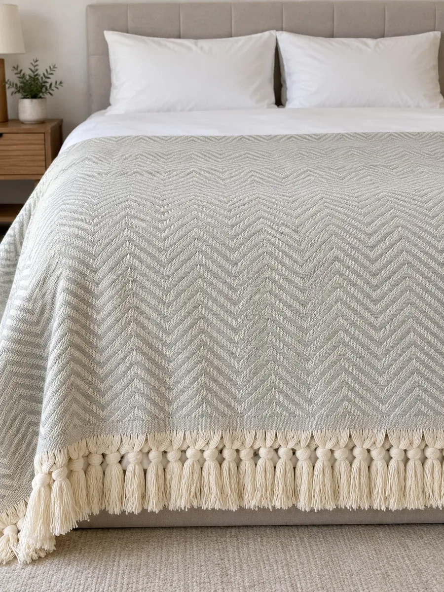 Velora Home Плед Двухцветный-2 V дизайн серый цвет 200х230 100% Хлопок