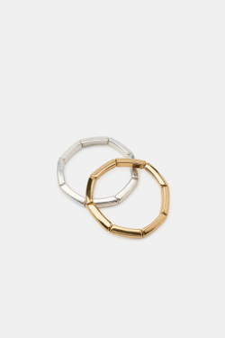 ZARA НАБОР ИЗ 4 ЭЛАСТИЧНЫХ БРАСЛЕТОВ, ЗОЛОТОЙ/СЕРЕБРЯНЫЙ