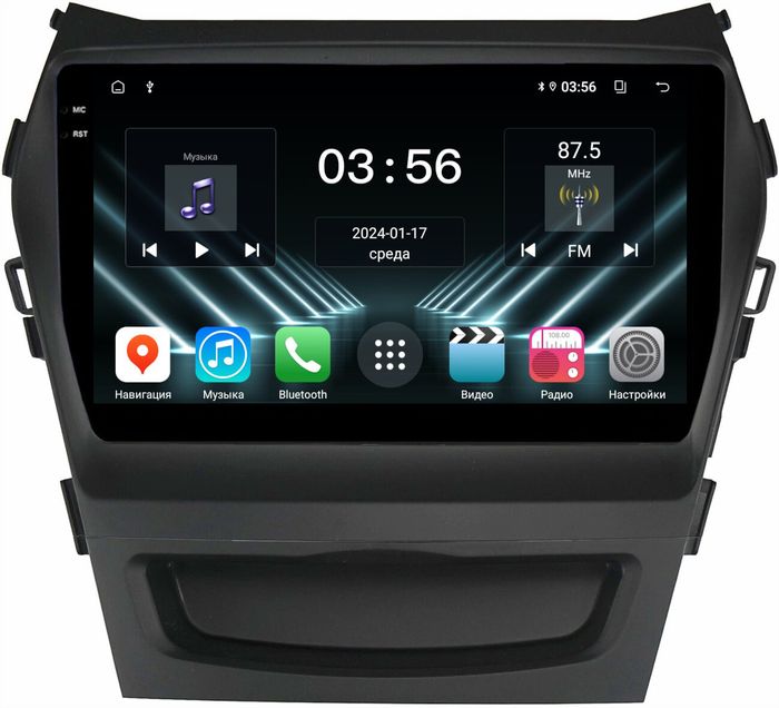 Магнитола для Hyundai Santa Fe 3 2012-2018 (климат на ШГУ) - FarCar S280 монитор 9.5" IPS на Android 13, CarPlay
