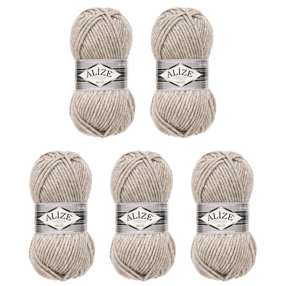 Пряжа Alize (Ализе) Superlana Maxi / уп.5 мот. по 100 г, 100м, 207 светло-коричневый А