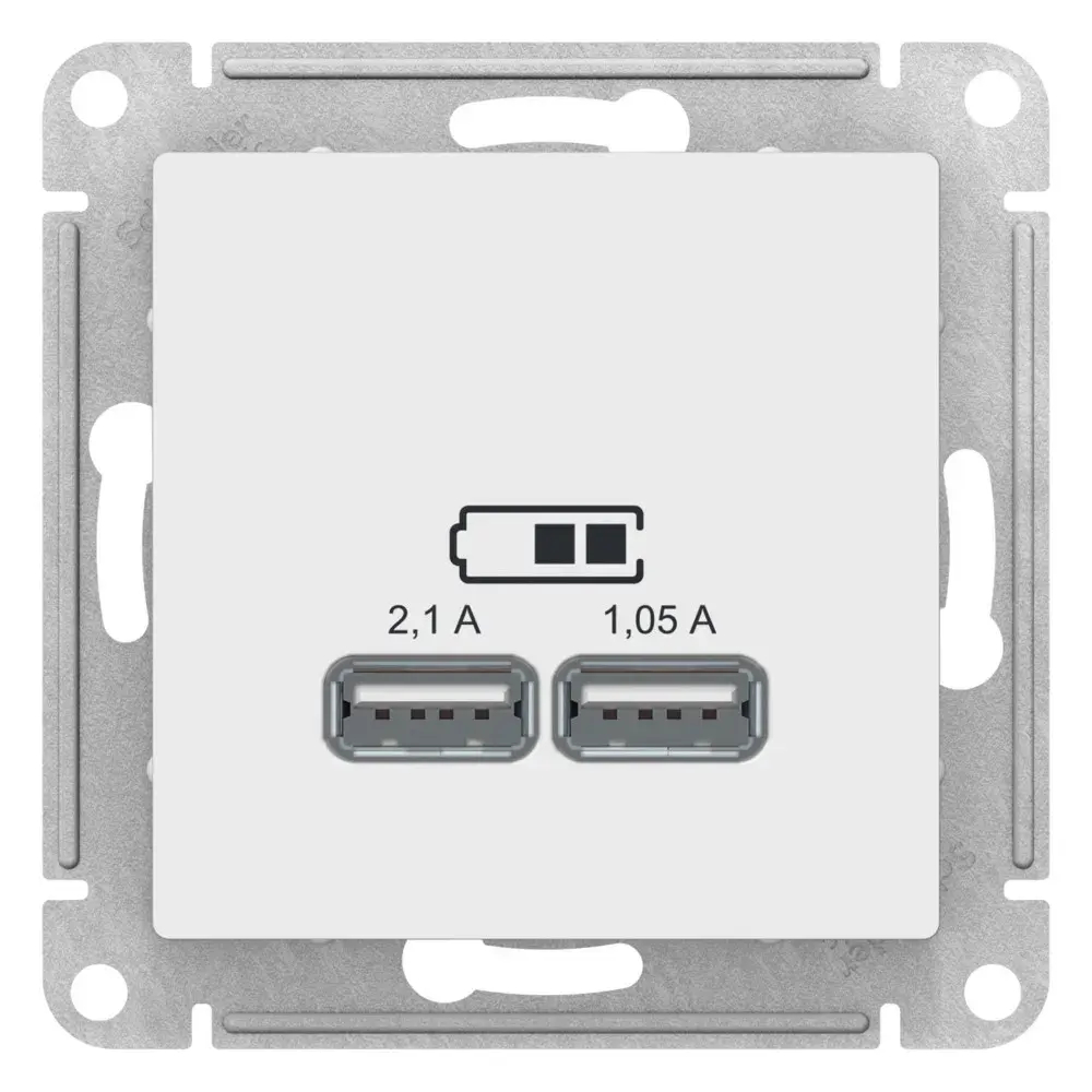 ATLASDESIGN USB РОЗЕТКА A+A, 5В/2,1А, 2х5В/1,05А, механизм, ЛОТОС