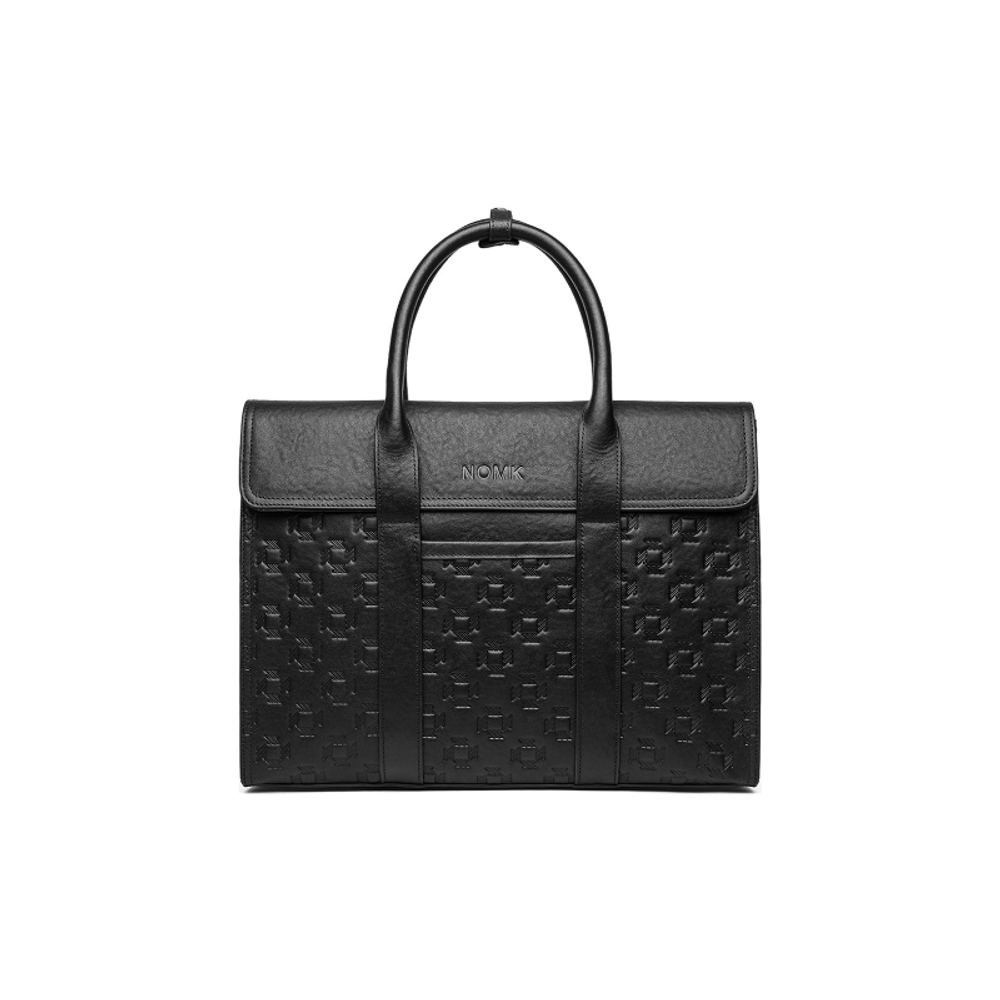 NOMK Top Grain Cow Leather, Electric Laptop Bag, Handbag, Shoulder Bag, Crossbody Bag, Briefcase Large Men"s Black