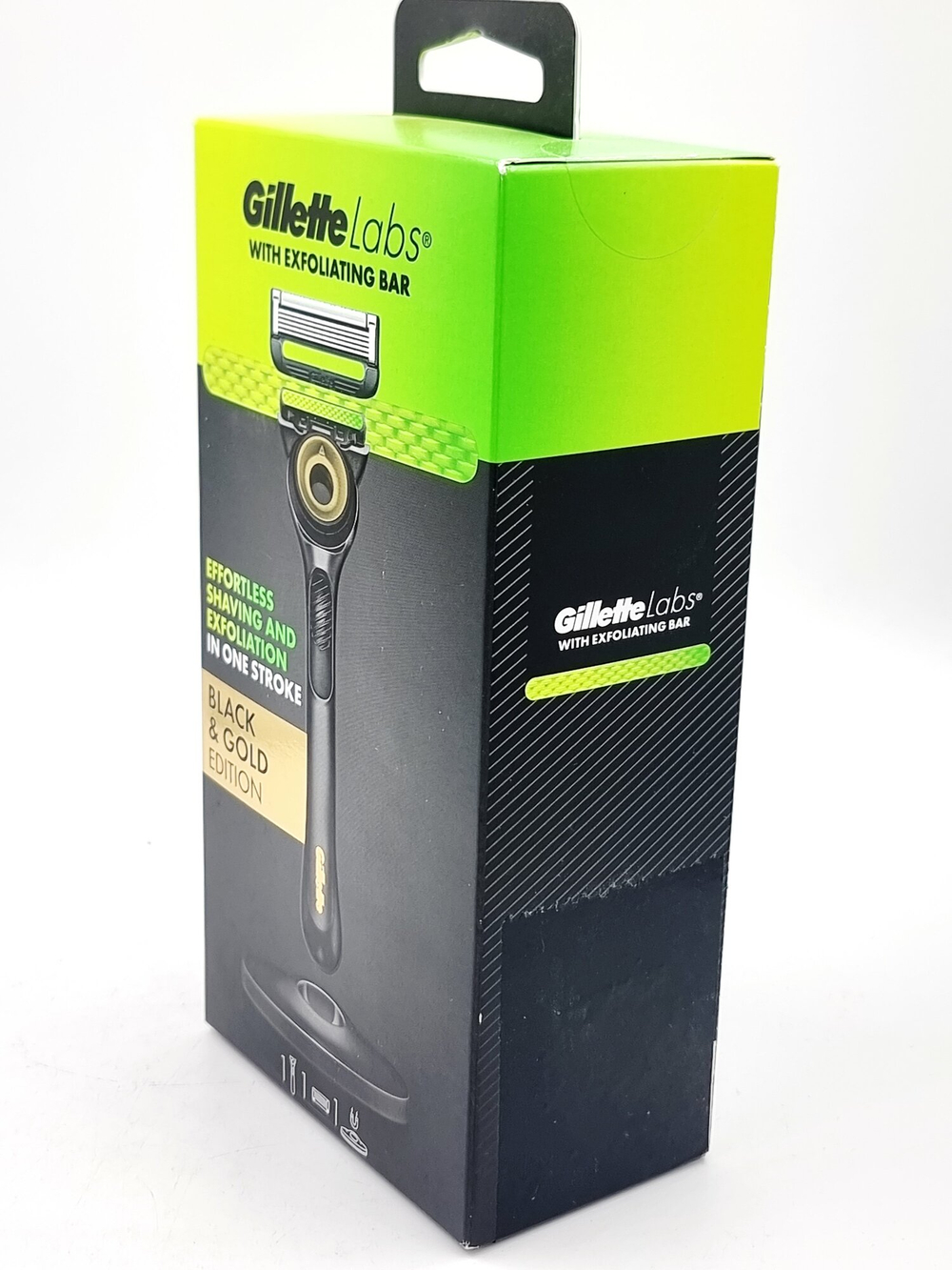 Бритвенный станок Gillette Labs with Exfoliating Bar BLACK & GOLD , сменные кассеты 1 шт. (Из Финляндии)