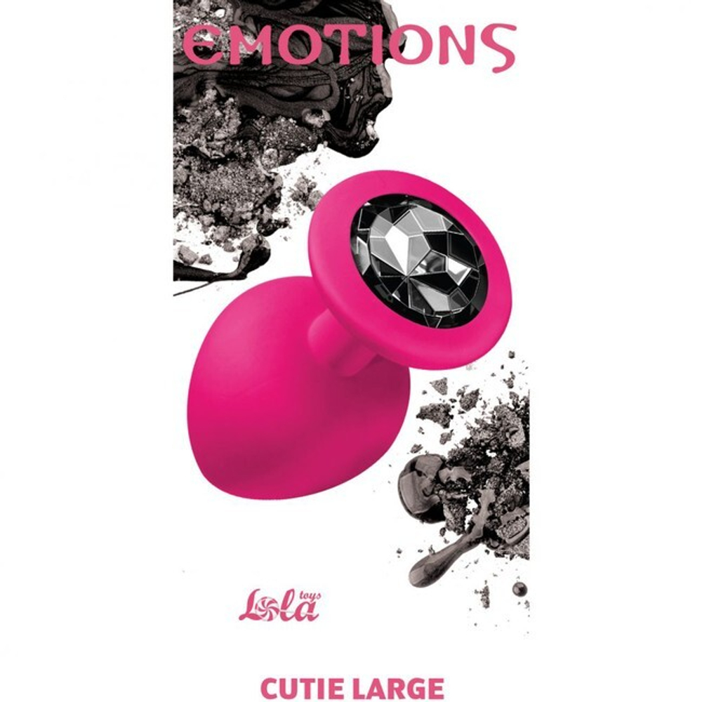 Большая силиконовая пробка с черным кристаллом Cutie Large (9,6 см , розовый с черным) (Цвет: розовый с черным)