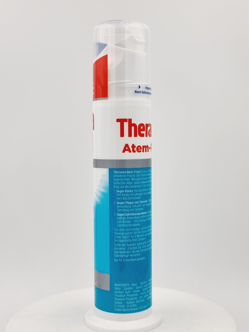 Theramed Зубная паста с фтором и цинком, Atem-Frisch длительная свежесть, с дозатором, 100 мл (Германия)
