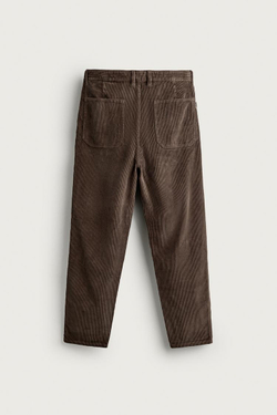 ZARA ВЕЛЬВЕТОВЫЕ БРЮКИ CARROT FIT С ЭФФЕКТОМ ПОТЕРТОСТИ, КОРИЧНЕВЫЙ