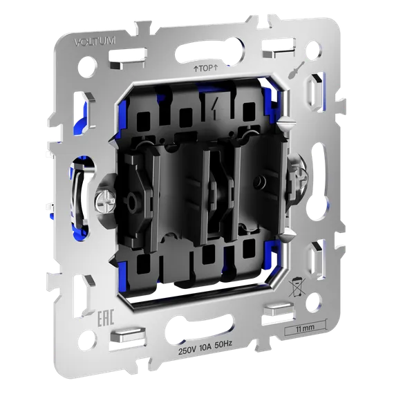 Механизм проходного переключателя двухклавишного Voltum S70 VLS0203M