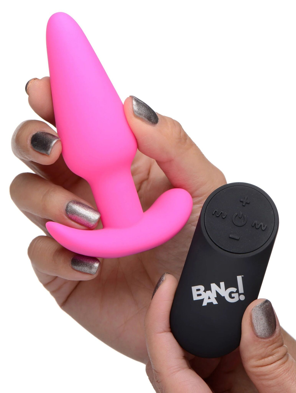 Розовая анальная вибропробка с пультом ДУ 21X Remote Control Vibrating Silicone Butt Plug - 10,4 см. (Цвет: розовый)