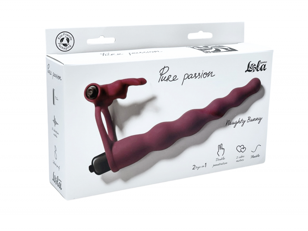 Вибронасадка для двойного проникновения Pure Passion Bunny Wine red